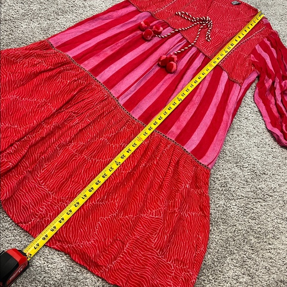 Anthropologie Blank London Lyndsey Tiered Tunic Dress Large L Pink Combo Boho - Picture 13 of 16